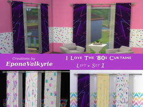 Sims 4 — I Love The '80s Curtains, Left Set 1 by EponaValkyrie — A collection of 6 '80s curtain swatches.