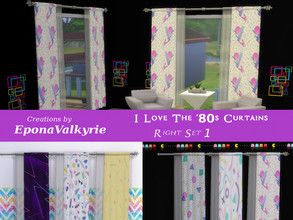 Sims 4 — I Love The '80s Curtains, Right Set 1 by EponaValkyrie — A collection of 6 '80s curtain swatches.