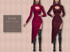 Sims 4 — Rose Dress. by Pipco — An asymmetrical dress in 15 colors. Base Game Compatible New Mesh All Lods HQ Compatible