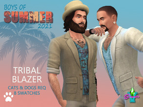 Sims 4 — SimmieV BoS Tribal Blazer by SimmieV — A lightweight hemp blazer in an assortment of eight colors paired with