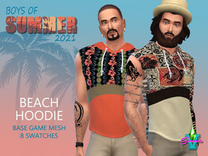 Sims 4 — BoS Beach Hoodie by SimmieV — These eight beach tanks with and attached hood each feature an original pattern