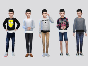 Sims 4 — Earl Crewneck Boys by McLayneSims — TSR EXCLUSIVE Standalone item 15 Swatches MESH by Me NO RECOLORING Please