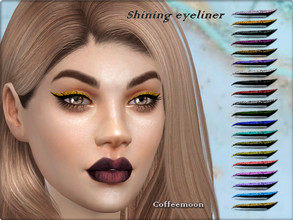 Sims 4 — Shining glitter eyeliner by coffeemoon — 20 shimmer colors: gold, silver, rainbow, black, red, yellow, brown,