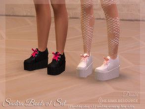 Sims 4 — Sadira Boots v1 Set (Boots + Accessory) by Dissia — Sadira platform boots with tied laces in a cute bow :) Good