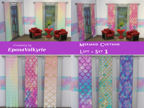 Sims 4 — Mermaid Curtain Left, Set 1 by EponaValkyrie — A collection of 6 mermaid swatches.