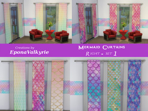 Sims 4 — Mermaid Curtain Right, Set 1 by EponaValkyrie — A collection of 6 mermaid swatches.