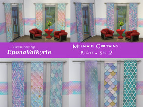 Sims 4 — Mermaid Curtain Right, Set 2 by EponaValkyrie — A collection of 6 mermaid swatches