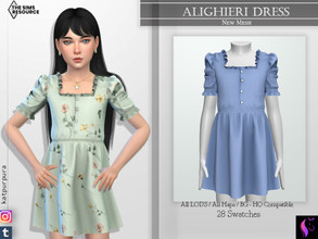 Sims 4 — Alighieri Dress by KaTPurpura — Short dress, with puffy sleeves, ruffled edges and buttons. -Compatible with