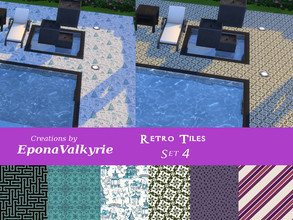 Sims 4 — Retro Tile Floor Set 4 by EponaValkyrie — A collection of 6 retro tile swatches. Other sets are also available.