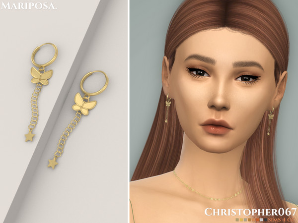 Sims 4 — Mariposa Earrings / Christopher067 by christopher0672 — This is a majestic pair of small hoop earrings with a