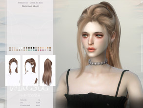 Sims 4 — WINGS-TO0713-Flowing braid by wingssims — Colors:36 All lods Compatible hats Hope you like it!