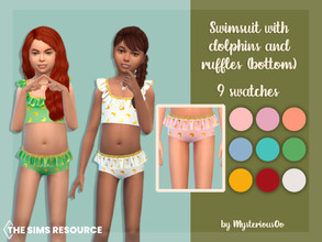 Sims 4 — Swimsuit with dolphins and ruffles Bottom by MysteriousOo — Swimsuit with dolphins and ruffles for kids in 9