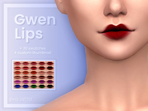 Sims 4 — Gwen Lipstick - Eva Zetta by Eva_Zetta — A fresh, bold lipstick for you sims. - Comes in 30 swatches - Made for