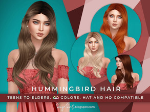Sims 4 — Hummingbird Hair (Early Access on Patreon) by SonyaSimsCC — - Long hair with waves and curls for your sims. Hope