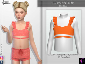 Sims 4 — Bryson Top by KaTPurpura — Top swimsuit for girls, with ruffled sleeves and double tape on the body. -Compatible