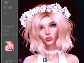 Sims 4 — Cute Blush V1 by Reevaly — 3 Swatches. Teen to Elder. Female. Works with all Skins and Overlays. Base Game