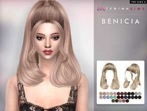 Sims 4 — Hair Bencia by TsminhSims — New meshes - 30 colors - HQ texture - Custom shadow map, normal map - All LODs -