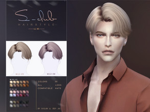 Sims 4 — middle parting hair  for male by S-Club — sims4 men hair, 30 colors, compatible with hat HQ mod, hope you like,
