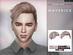 Sims 4 — Hair Maverick by TsminhSims — New meshes - 30 colors - HQ texture - Custom shadow map, normal map - All LODs -