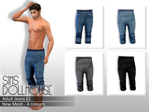 Sims 4 — Sims Dollhouse - Jeans 01 (Adult) by SimsDollhouse — Drop crotch, rolled up jeans for adults - New Mesh - 4