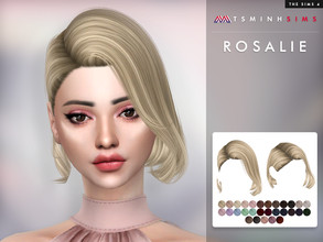 Sims 4 — Hair Roselie by TsminhSims — New meshes - 30 colors - HQ texture - Custom shadow map, normal map - All LODs -