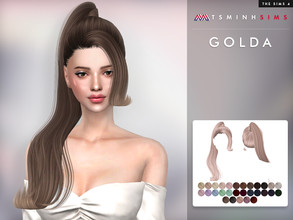 Sims 4 — Hair Golda by TsminhSims — New meshes - 30 colors - HQ texture - Custom shadow map, normal map - All LODs -