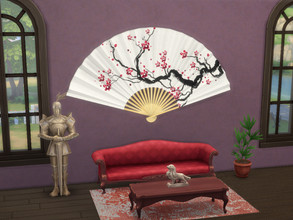 Sims 4 — Large Asian Folding Wall Fan by Simmikke — A large folding fan in an Asian style that will perfectly suit a high