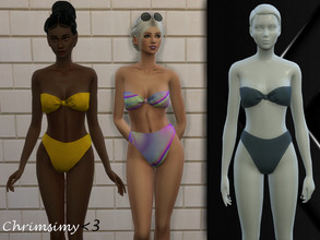 Sims 4 — Cross Top Swimsuit by chrimsimy — A high waist female two piece swimsuit with a cross tied top! It includes