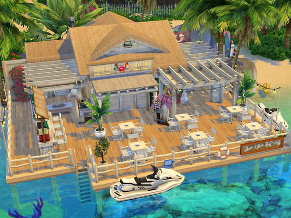 Sims 4 — Beach Restaurant // no CC by Flubs79 — how about a day at this Beach Restaurant with its bright colors its the