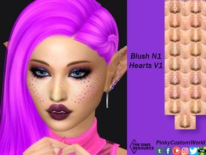 Sims 4 — Blush N1 Hearts by PinkyCustomWorld — Cute blush with small hearts in vibrant colors for both males and females