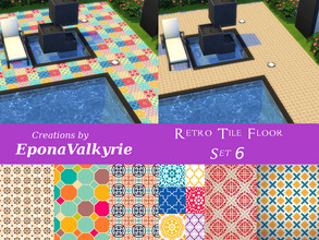 Sims 4 — Retro Tile Floor Set 6 by EponaValkyrie — A collection of 6 retro floor tile swatches. Other sets are also