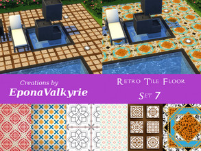 Sims 4 — Retro Tile Floor Set 7 by EponaValkyrie — A collection of 6 retro floor tile swatches. Other sets are also