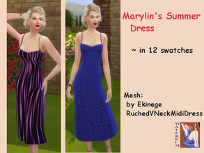 Sims 4 — ws Marylins Summer Dress - RC by watersim44 — Its a standalone recolor by Ekinege the - RuchedVNeckMidiDress.
