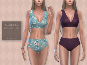 Sims 4 — Clarity Swimsuit II by Pipco — A trendy two-piece swimsuit in 20 colors. Base Game Compatible New Mesh All Lods