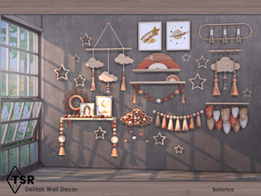 Sims 4 — Delilah by soloriya — Wooden decorative wall decor and functional shelves for your houses. Includes 10 objects: