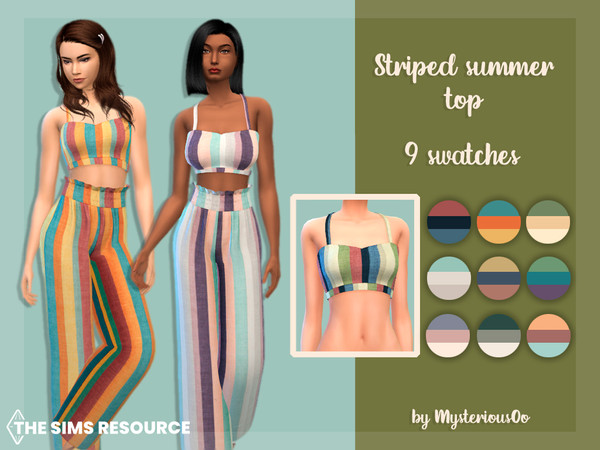 Sims 4 — Striped summer top by MysteriousOo — Striped summer top in 9 colors 9 Swatches; Base Game compatible; HQ