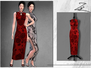 Sims 4 — Lace chi-pao_Zy by _zy — New mesh All lods HQ compatible 5 colors hope you will like it~