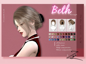 Sims 4 — Beth hairstyle_Zy by _zy — It's a hairstyle with a claw clip(the claw clip is with the hairstyle instead of a