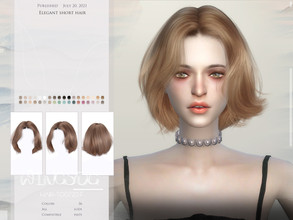 Sims 4 — WINGS-TO0720-Elegant short hair by wingssims — Colors:36 All lods Compatible hats Hope you like it!