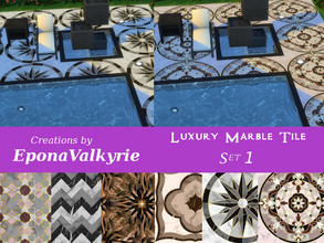 Sims 4 — Luxury Marble Tile Set 1 by EponaValkyrie — A collection of 6 luxury marble floor tile swatches. Other sets are
