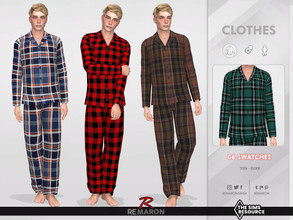 Sims 4 — Pajamas Shirt 01 for Male Sim by remaron — Pajamas Shirt for YA Male in The Sims 4 ReMaron_M_PjsTop01 -06