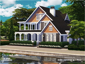 Sims 4 — Base Cottage by a River by Moniamay72 — This Base Cottage by a River contains 3 bedrooms and 2 bathrooms,
