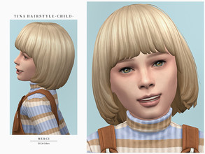 Sims 4 — Tina Hairstyle -Child- by -Merci- — New Maxis Match Hairstyle for Sims4. -For girls. -Base Game compatible. -Hat