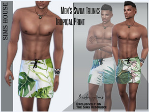 Sims 4 — Men's swim trunks tropical print  by Sims_House — Men's swim trunks tropical print 8 options. Trendy men's swim