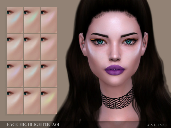 Sims 4 — Face highlighter-A01 by ANGISSI — Previews made with HQ mod -12 colors -HQ compatible -female -Custom thumbnail