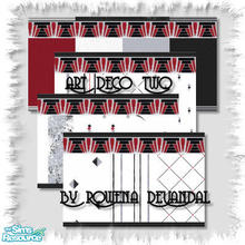 Sims 2 — Art Deco Series 2 by Rowena DeVandal — Part 2 of the Art Deco series! A red on black border gives you twice as
