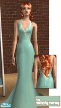 Sims 2 — Turquoise Satin Gown by SIMplyCurvy — Lovely fitted turquoise gown with train. Mesh by Crechebaby @ SimChic and
