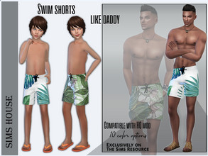 Sims 4 — Swim shorts like daddy  by Sims_House — Swim shorts like daddy 10 options. Trendy kids swim shorts with tropical