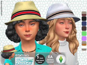 Sims 4 — Child Fedorastraw 8 Colors by jeisse197 — Adult Mesh Conversion Category: Hat - 8 Colors In Age: Child The girl