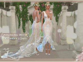 Sims 4 — Bohemian Wedding Dress Alsine by DanSimsFantasy — Wedding dress with a long tail in a mermaid cut, its texture